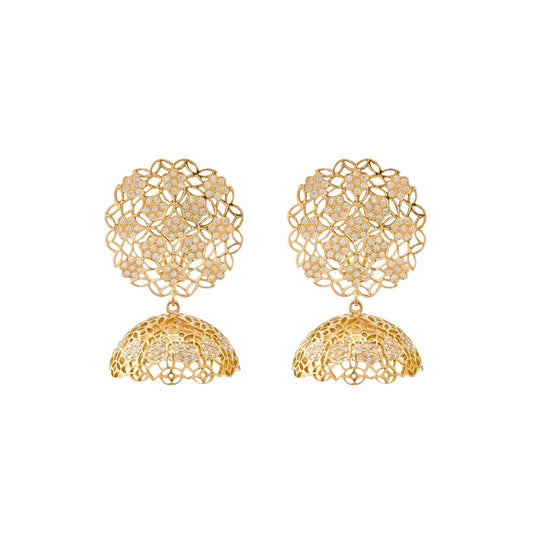 The Bipasha Lace Series Gold and Diamond Jhumka by Rasvihar