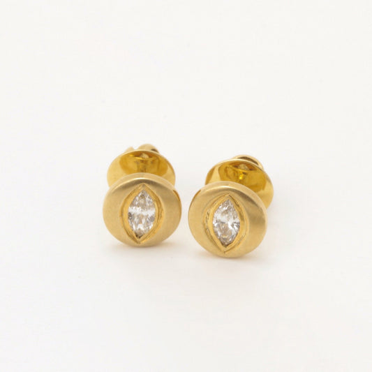 The Trinetra Gold and Diamond Ear Studs by Rasvihar