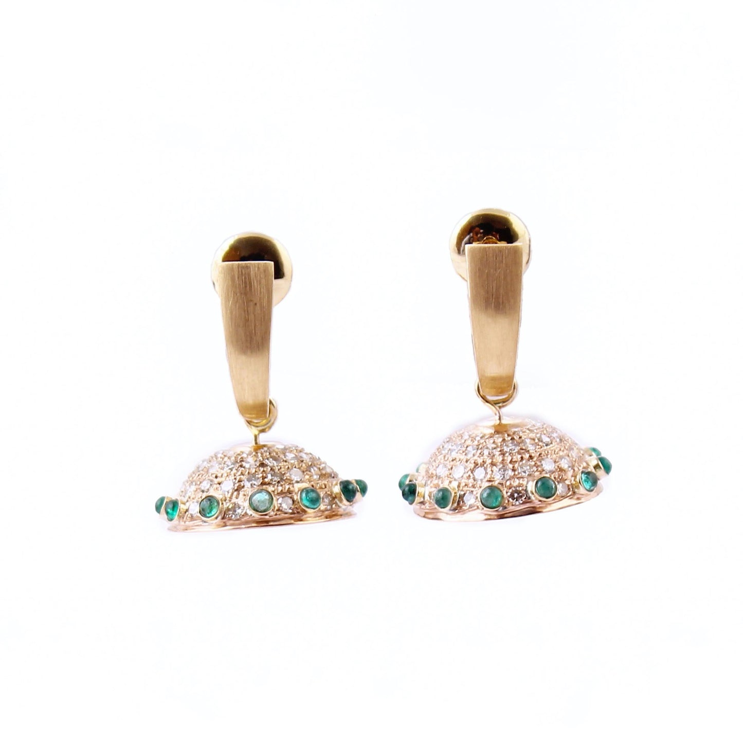 The Saramati SiGo Silver Gold, Diamond and Emerald Jhumka by Rasvihar