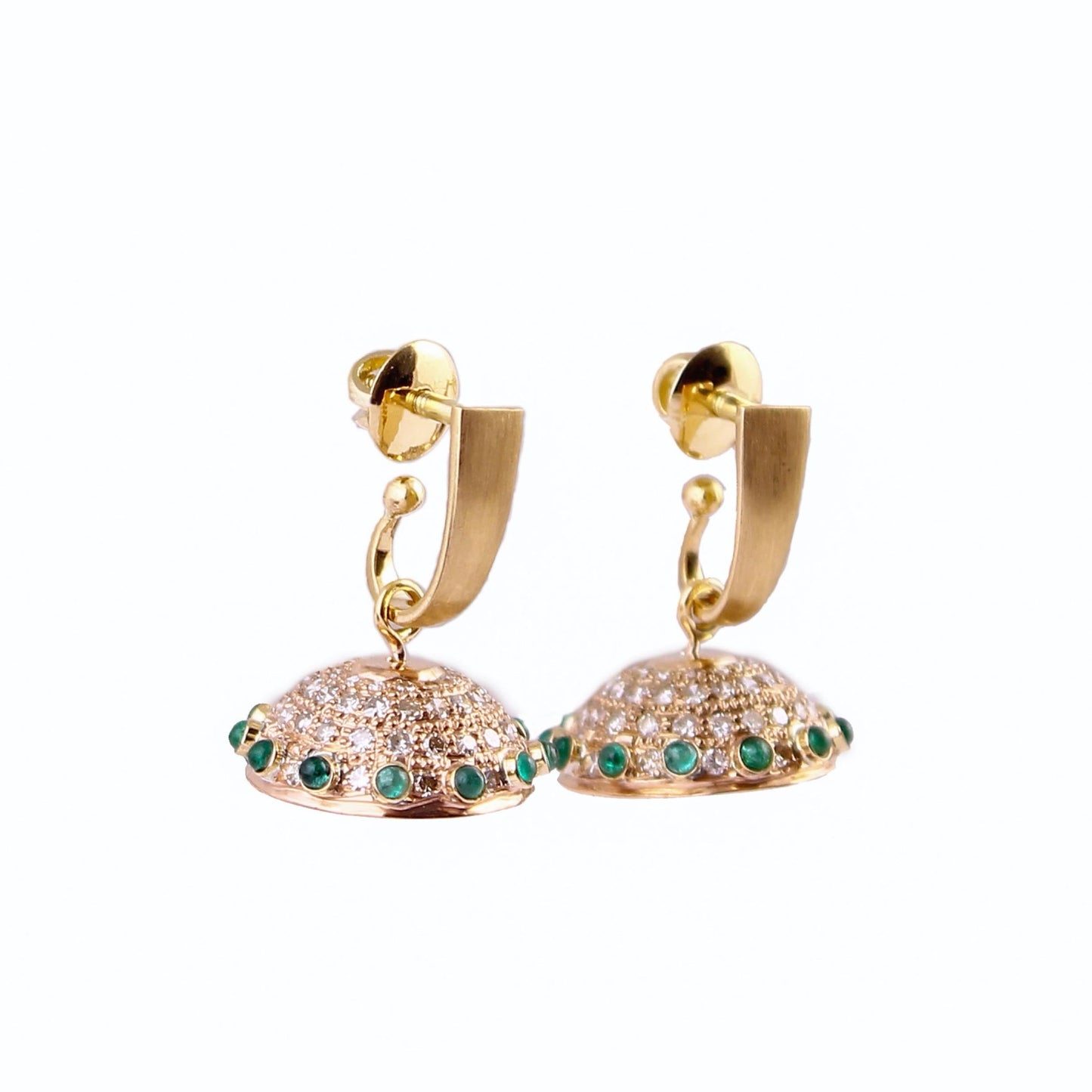 The Saramati SiGo Silver Gold, Diamond and Emerald Jhumka by Rasvihar