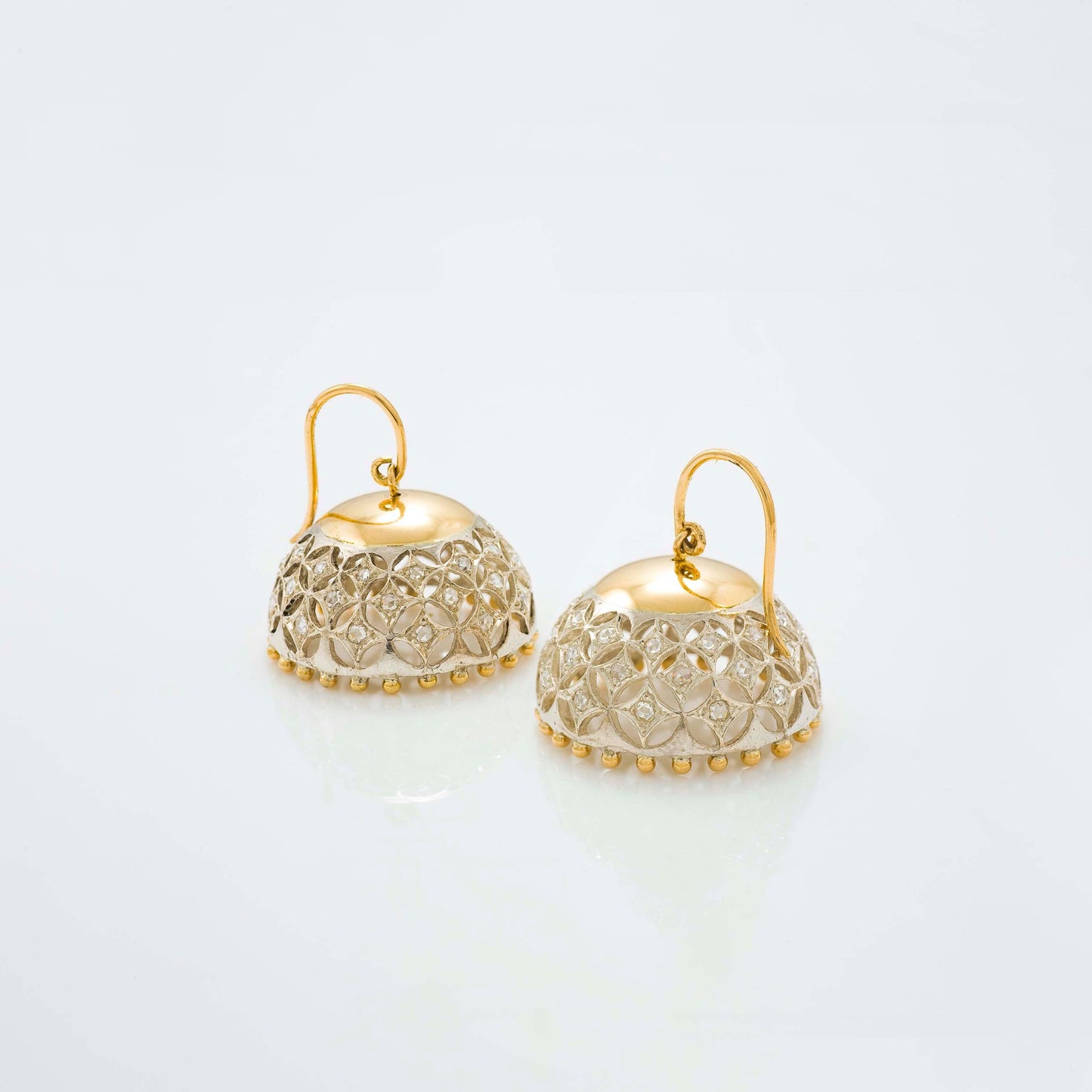 The Rekha SiGo Silver Gold and Diamond Jhumka by Rasvihar