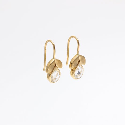 The Vani Gold and White Sapphire Hook Earrings by Rasvihar