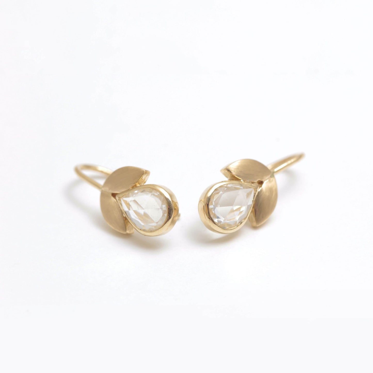 The Vani Gold and White Sapphire Hook Earrings by Rasvihar