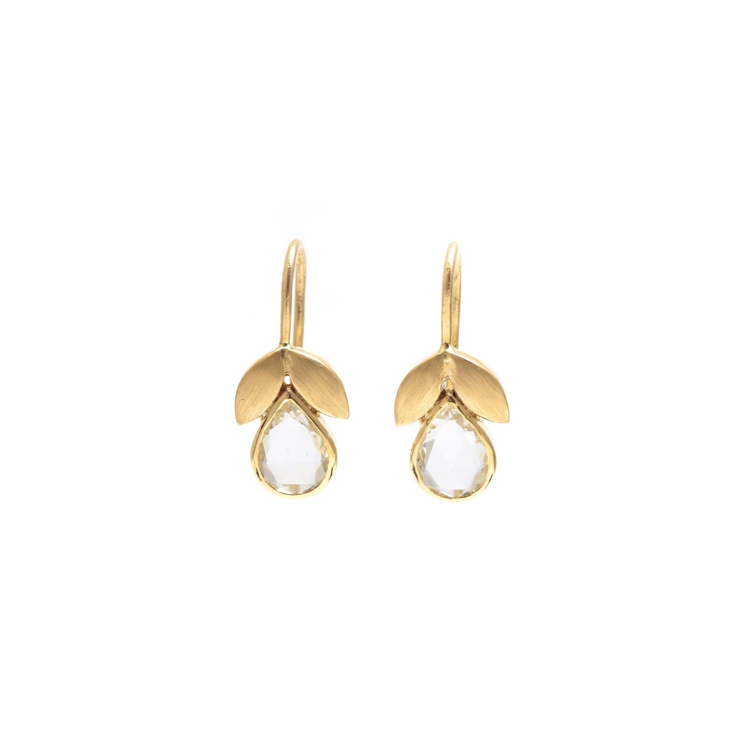 The Vani Gold and White Sapphire Hook Earrings by Rasvihar