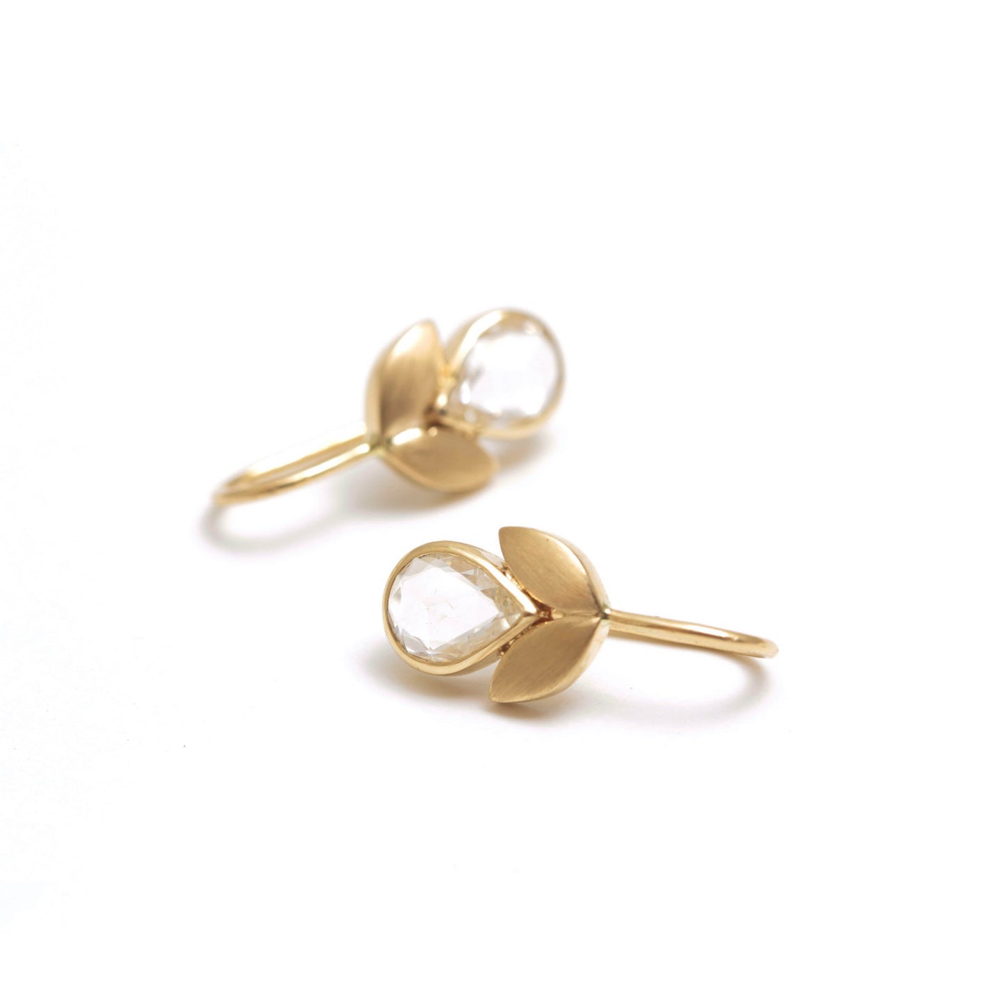The Vani Gold and White Sapphire Hook Earrings by Rasvihar