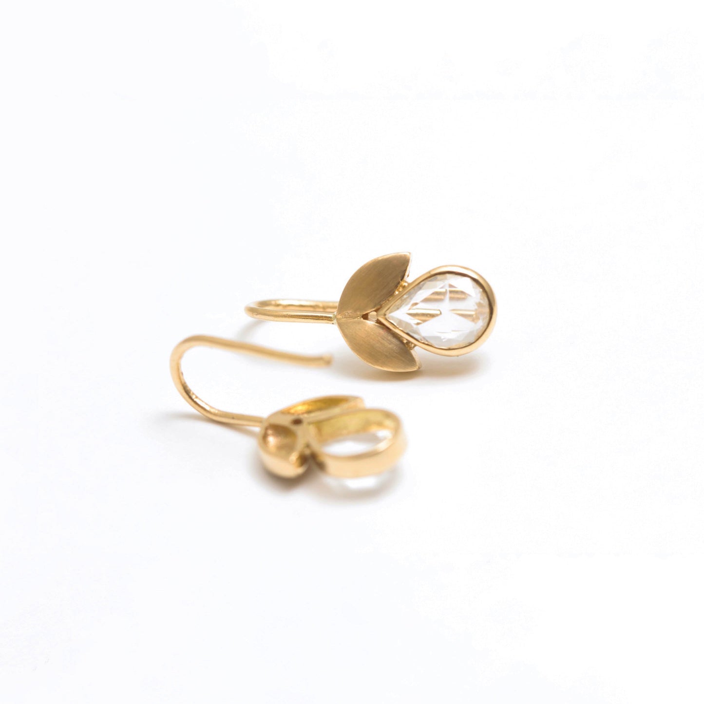 The Vani Gold and White Sapphire Hook Earrings by Rasvihar