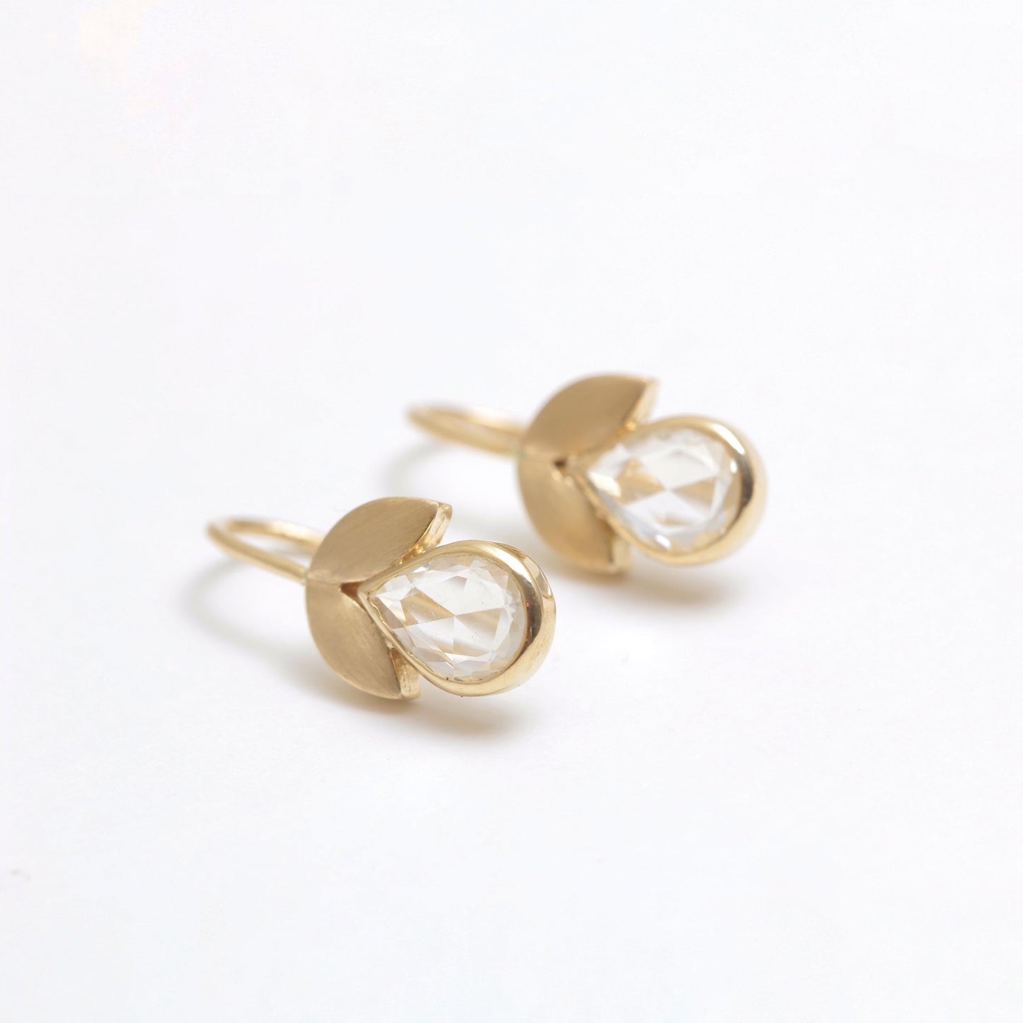 The Vani Gold and White Sapphire Hook Earrings by Rasvihar