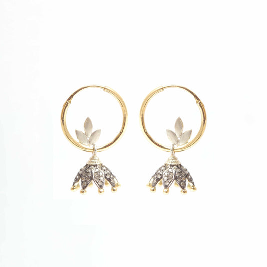 The Sumita SiGo Silver Gold and Diamond Jhumka by Rasvihar