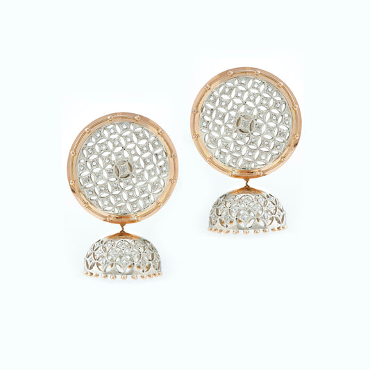 The Tanvi SiGo Silver Gold and Diamond Jhumka by Rasvihar