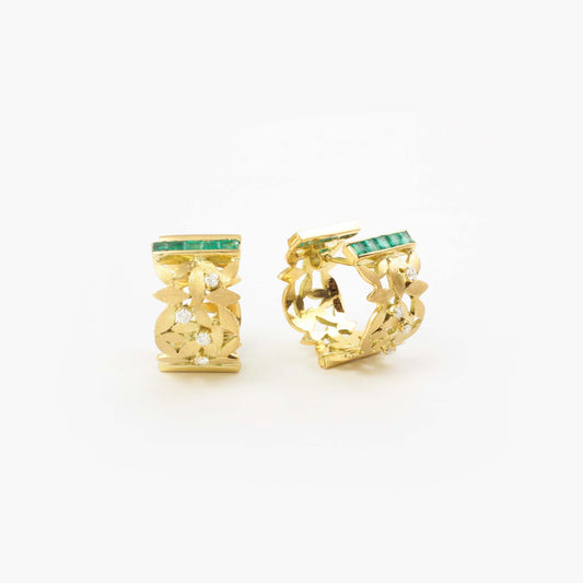 The Tarana Leaf Series Gold, Emerald and Diamond Bali by Rasvihar
