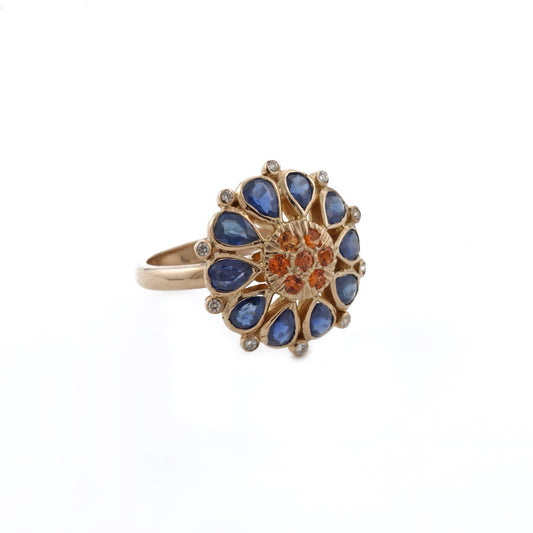 The Disha Gold, Blue Sapphire, Yellow Sapphire and Diamond Ring by Rasvihar
