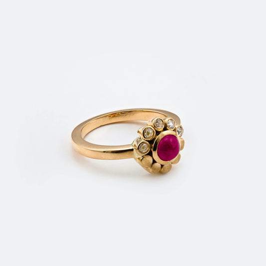 The Mithra Gold, Ruby and Diamond Ring by Rasvihar