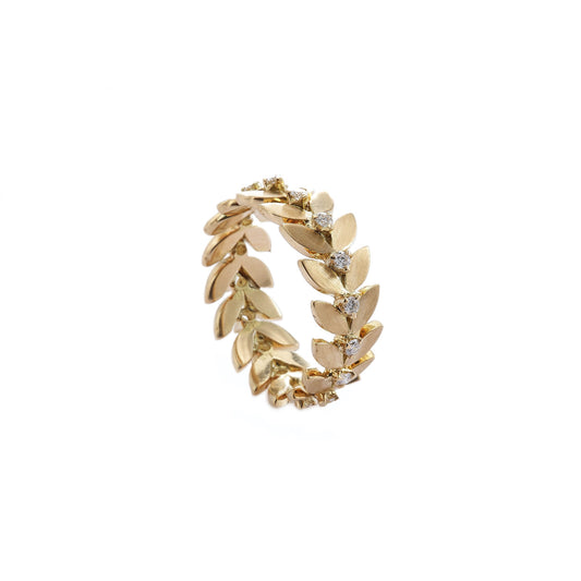 The Kavita Leaf Series Gold and Diamond Ring by Rasvihar